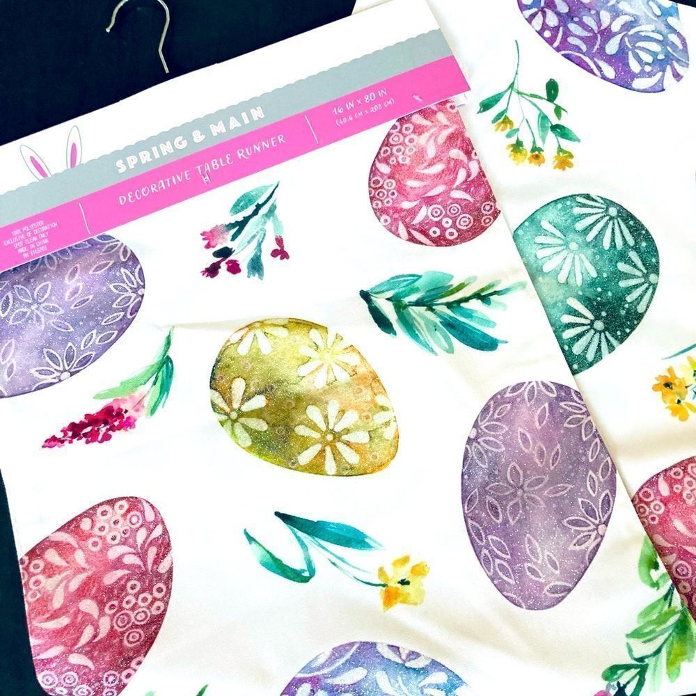Easter Egg Pastel Multicolor Spring Table Runner Decor